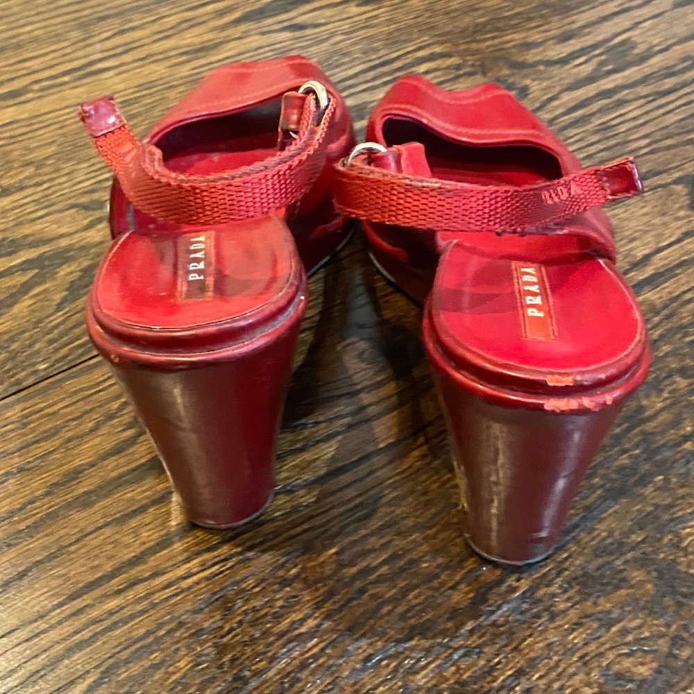 Red Prada Platform Sandals - Picture 5 of 9